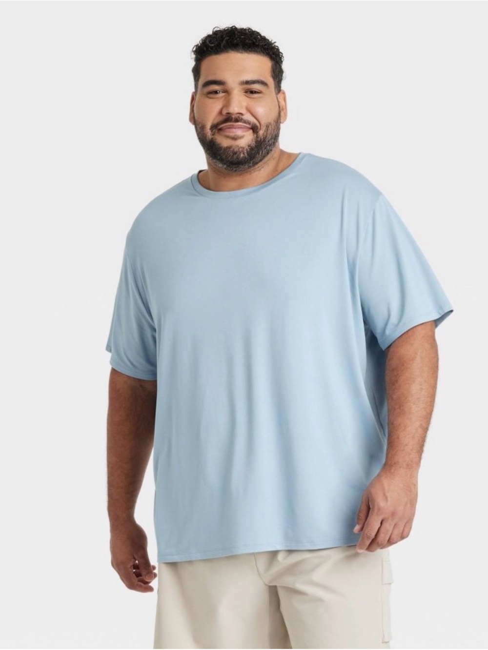Men's Relaxed Fit Performance Crew Neck T-Shirt by All in Motion- Light Blue 2XL
